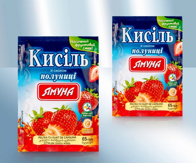 Instant powder for russian sweet and sour jelly dessert with strawberry flavour, 65g/Кисель клубничный, 65г