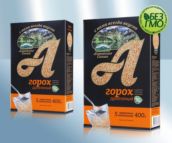 Dried crushed yellow peas (boil-in bags), 400g/Горох дробленый (ВАРПАК), 400g