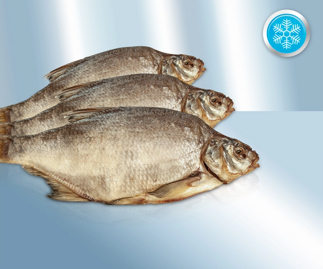 Bream (Abramis brama) salted and dried, quick-frozen, with head, gutted, ~3,5kg/Лещ вяленый, с головой, потрошеный, 29-38 см, ~3,5kg