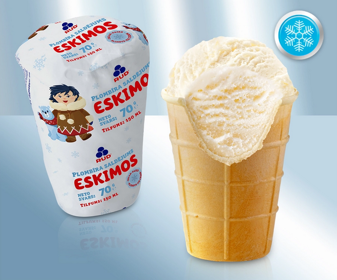 Ice cream with vanilla flavour in a waffle sup, 65g/Мороженое сливочное с ванильным вкусом в вафельном стаканчике, 65г
