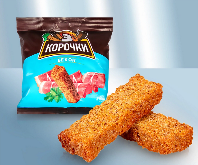 Rye bread snack with bacon flavour, 40g/Сухарики ржаные со вкусом бекона, 40г
