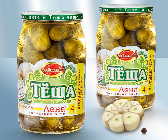 Gherkins, 880ml/Огурцы с хреном и чесночком, 880мл