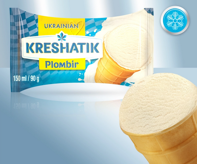Ice cream with vanilla flavour in a waffle cup, 150ml/Мороженое с ванильным вкусом, в вафельном стаканчике, 150мл