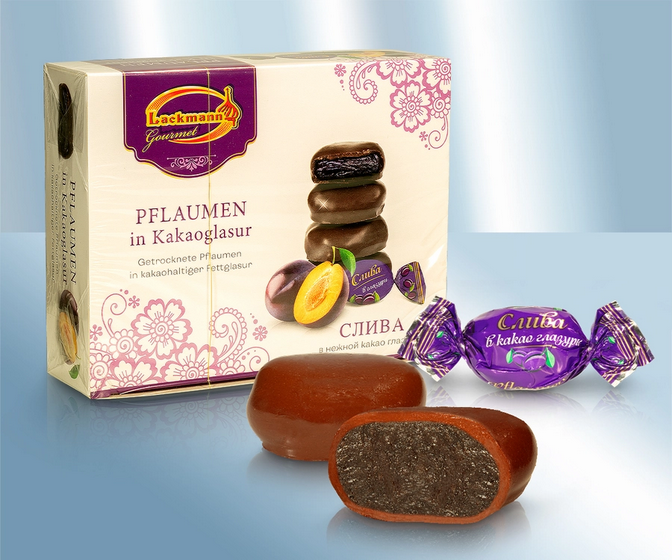 Dried plums in a coating that contains cocoa, 200g/Чернослив в шоколадной глазури, 200г
