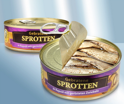 Fried sprats in rapeseed oil with roasted onions, canned, 230g/Килька обжаренная в масле с лучком, 230g