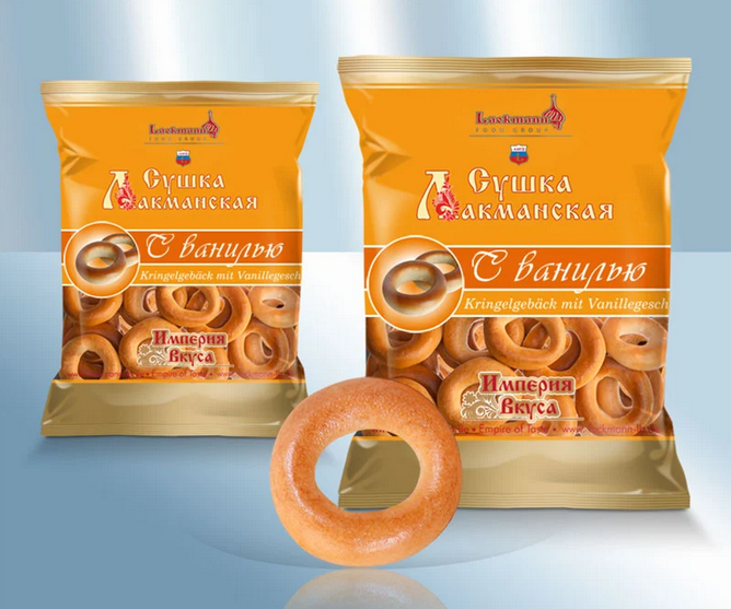 Ring-shaped cracknels Sdobnye with vanilla flavour, 300g/Сушки сдобные с ванилью, 300g