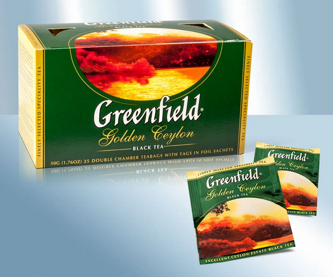 Black ceylon tea Golden Ceylon in enveloped tea bags, 50g/Черный цейлонский чай Golden Ceylon в пакетиках в индивидуальной упаковке, 2гр