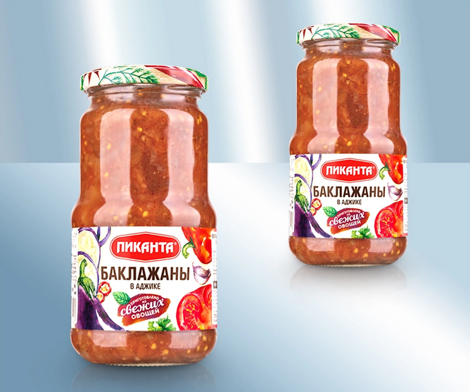 Aubergines in a vegetable sauce "Adshika" made from tomatoes and paprika, 460g/Баклажаны в аджике, 460г